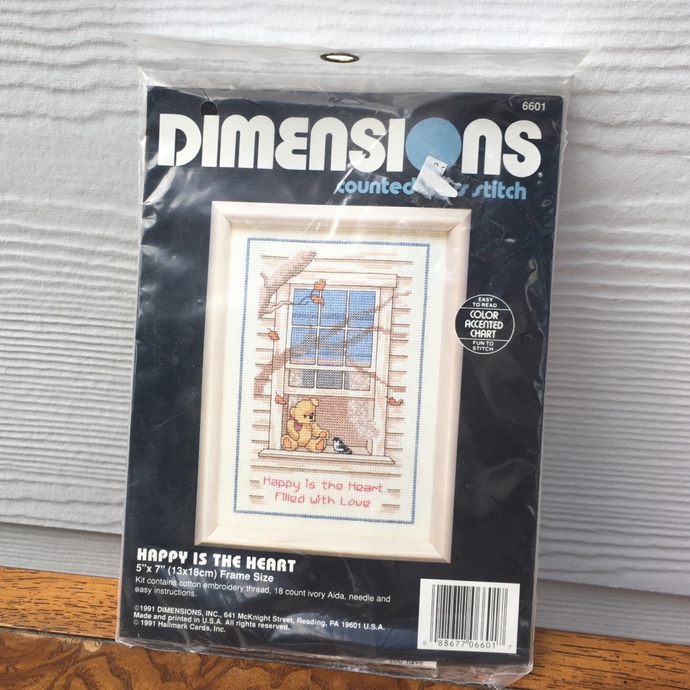 Dimensions "Happy Is The Heart" Counted Cross Stitch Kit - Blue, Cream, Brown